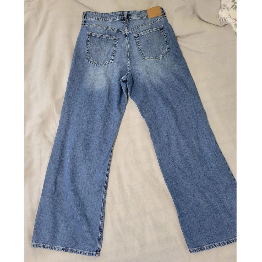 Aeropostale High Rise Wide Leg Jeans Medium Wash Blue‎ Denim Size 12 RN154379